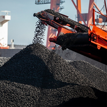 coal pile in a port