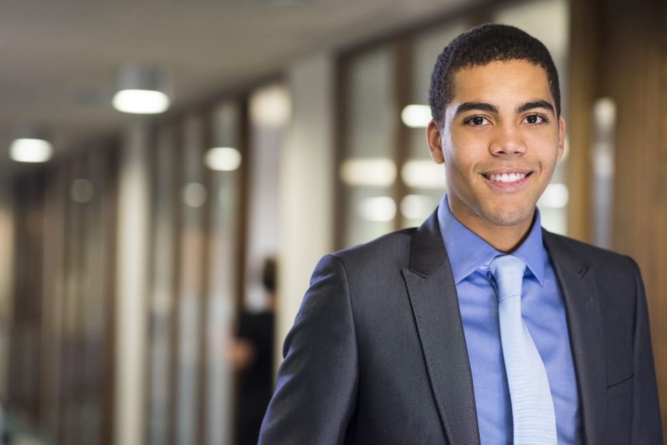 Recent graduate in office setting