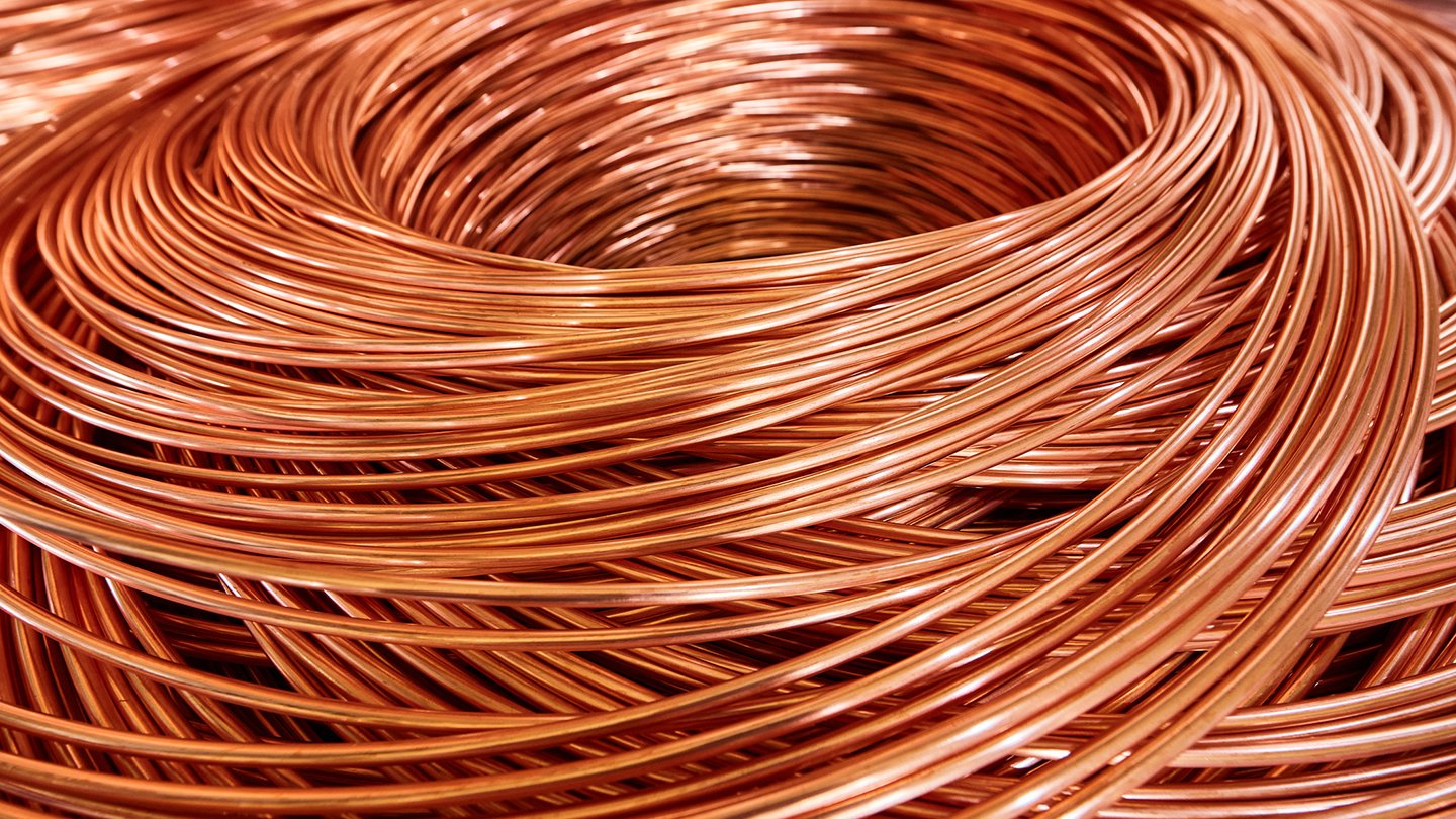 Shiny, winded copper cable