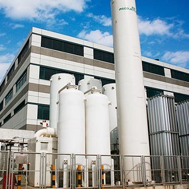 Onsite gas production plant within a fenced in enclosure